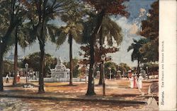 Havana, The Prado and Indian Statue Postcard