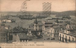 Plaza Sotomayor, Monumento Prat y Muelle, Valparaiso Valparaíso, Chile Postcard Postcard Postcard