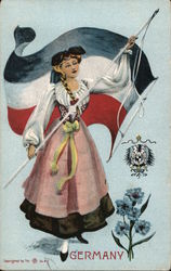 German Woman with Flag Postcard