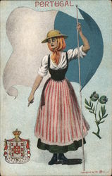 Woman With Flag Postcard