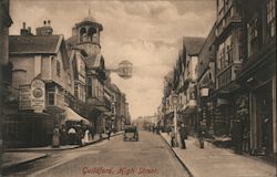 High Street, With View Of Clock Postcard