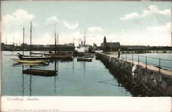 Trelleborg Harbour - Central Station in Background Sweden Postcard Postcard Postcard