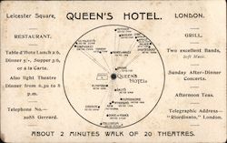 Queen's Hotel, Leicester Square London, England Postcard Postcard Postcard