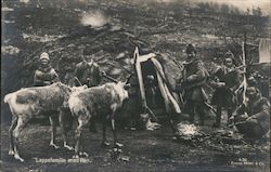 Lapp Family and Reindeer Norway Postcard Postcard Postcard