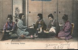 Woman Entertaining Visitors Postcard