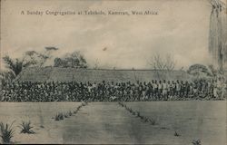 A sunday congregation at Yebekolo, Kamerun, West Africa. Postcard