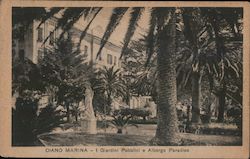 Diano Marina - I Giardini Pubblici e Albergo Paradiso Postcard