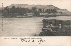 Assuan, Ruins of Cleopatra bath & Davoy Hotel Postcard