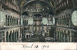 Interior View of Hagia Sophia Constantinople, Turkey Greece, Turkey, Balkan States Postcard Postcard Postcard