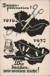 Donau Federation 1919 1932 Austria-Hungary Postcard Postcard Postcard