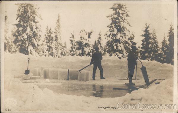Two Men Harvesting Ice Norway