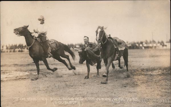 Jim Massey Bulldogging 1925 Cheyenne Wyoming Cowboy Western