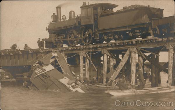 1056 Train On a Bridge, Wreck Atlantic City New Jersey