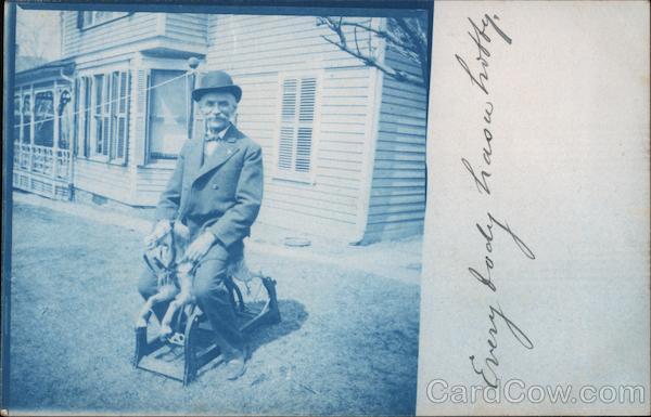 Old Man on Hobby Horse Cyanotypes