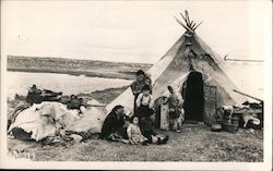 Family In Front of a TeePee Postcard