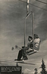 Riding America's First Double Chair Ski Lift Postcard