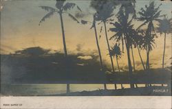 Sunset on the Water, Tinted Manila, Philippines Southeast Asia Postcard Postcard Postcard