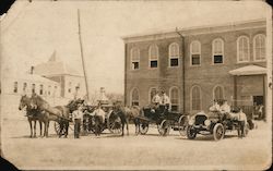 Firemen, Horse Drawn Fire Wagon, Fire Engine Postcard