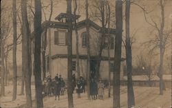 Children in front of School, Long Island Postcard