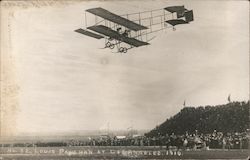 Louis Paulhan at Flying Biplane Postcard