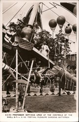 Professor Septimus urge at the controls of the Shell ByPlane X-100 Postcard