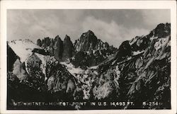 Mt. Whitney-Highest Point in U.S. 14,495 Ft. Postcard