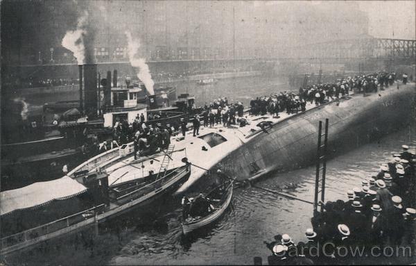 View of SS Eastland, taken from South Side of River Chicago Illinois