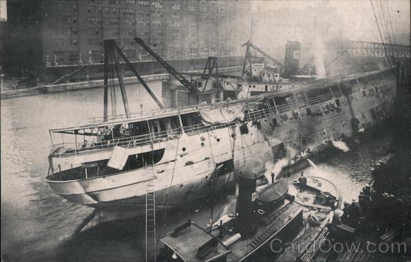 The Death Ship Eastland Once More Afloat but with the Dangerous List to Port Still in Evidence Chicago