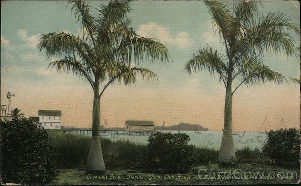 Yacht Club House and Fish Dock through the Royal Palms Coconut Grove Florida