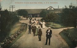 Entrance Walk, Electric Park, A & H Railway Postcard