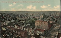 Bird's-eye View looking west from Du Pont Building Wilmington, DE Postcard Postcard Postcard