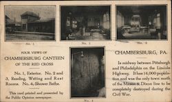 Four Views of Chambersburg Canteen of the Red Cross Postcard