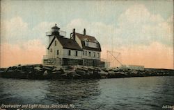 Breakwater and Light House Postcard