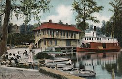 Steamboat Landing and Railway Station Postcard