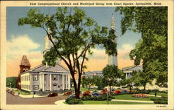 First Congregational Church And Municipal Group, Court Square Springfield, MA Postcard Postcard