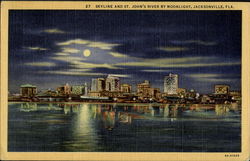 Skyline And St. John's River By Moonlight Jacksonville, FL Postcard Postcard