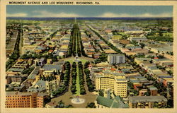 Monument Avenue And Lee Monument Postcard