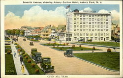 Seventh Avenue Showing Asbury Carlton Hotel Postcard