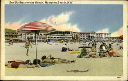 Sun Bathers On The Beach Hampton Beach, NH Postcard Postcard