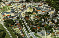 Airplane View Of Five Points Business Section Postcard