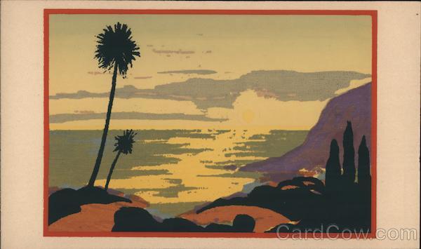 View of Santa Barbara, California. Hand Made, Original Serigraph