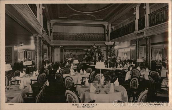 The Restaurant on board H.M.S. Aquitania Cruise Ships