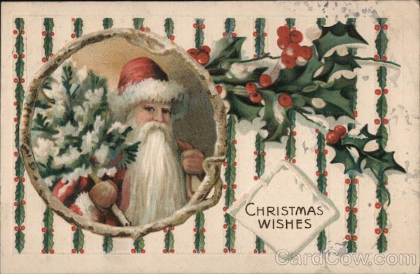 Santa Carrying a Christmas Tree, Christmas Wishes Santa Claus