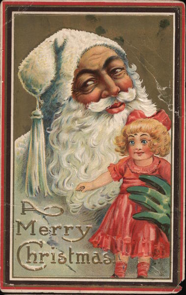 A Merry Christmas - Santa Holding Doll Santa Claus