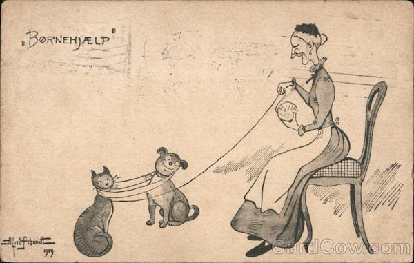 A Woman Sitting with a Dog and a Cat Alfred Schmidt