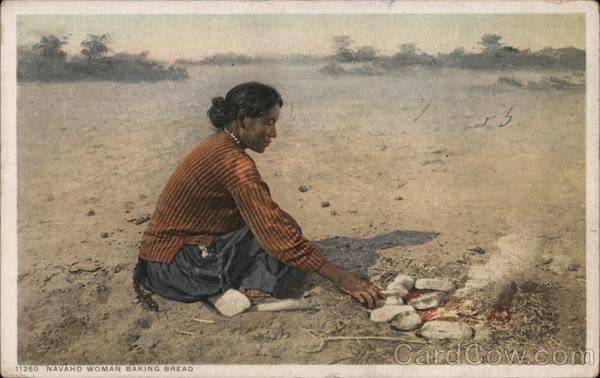Navaho Woman Baking Bread Native Americana