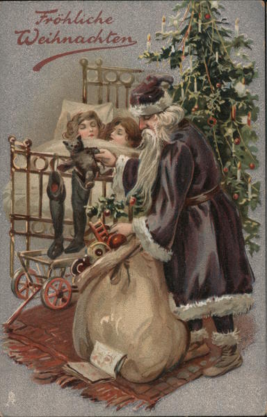 Tuck's Christmas Past 138 - Fröhliche Weihnachten - Santa w/ Bag Visits Sleeping Children