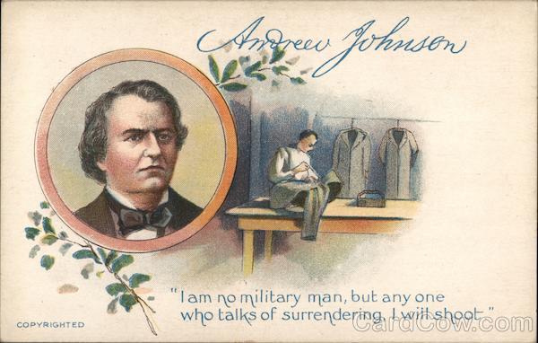 Andrew Johnson - Portrait and Person Mending a Coat