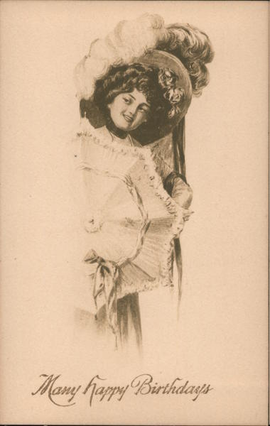 Many Happy Birthdays - Woman with Parasol