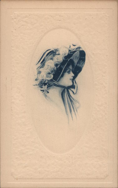 A Woman Wearing a Large Bonnet with Flowers Women